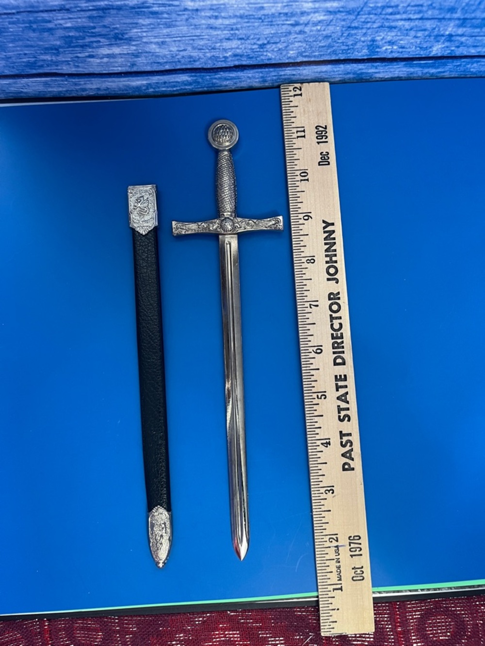 Decorative Miniature Excalibur Letter Opener in Black and Silver - Picture 2 of 5